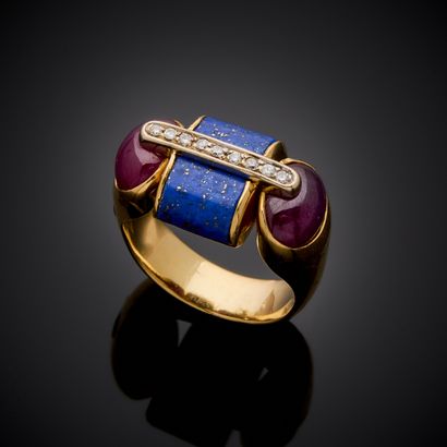 Bague en or jaune et gris 750 millièmes,...