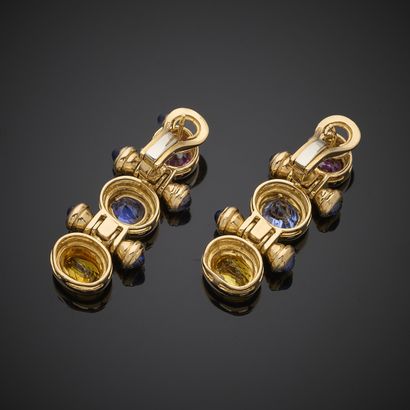 Paire de pendants d'oreille en or jaune 750...