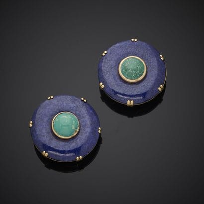 Paire de boutons d'oreille en or jaune 750...