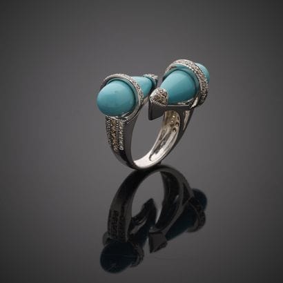 Bague en or gris 750 millièmes, ornée de...