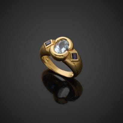 Bague en or jaune 750 millièmes, sertie d'une...