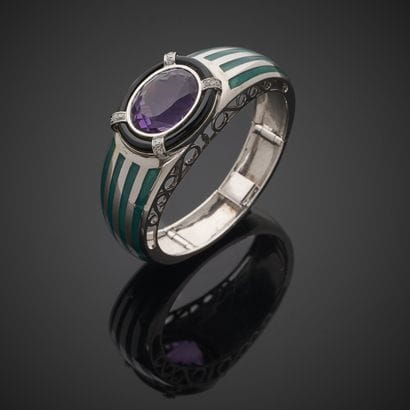 Important bracelet en or gris 750 millièmes,...