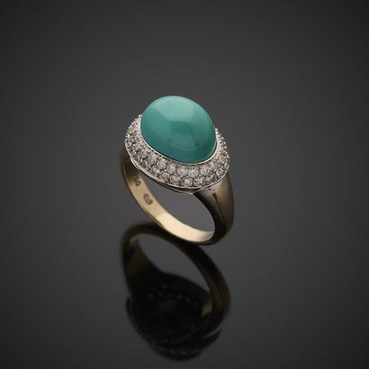 Bague dôme en or gris 750 millièmes et platine...