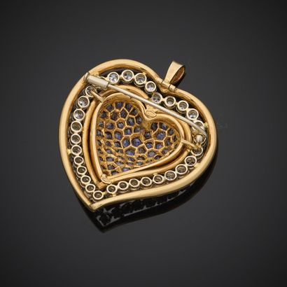Pendant brooch in yellow and white gold 750...