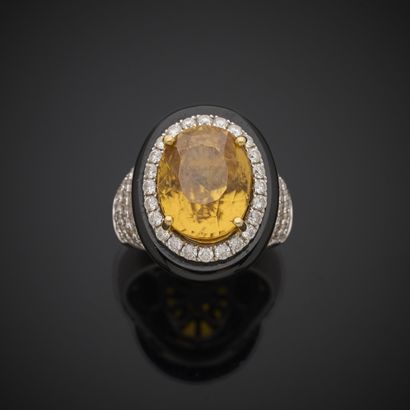 Bague en or gris 750 millièmes, sertie d'un...