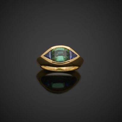 Bague en or jaune 750 millièmes, le chaton...