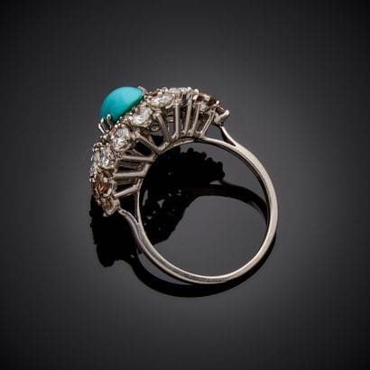 Bague en or gris 750 millièmes et platine...