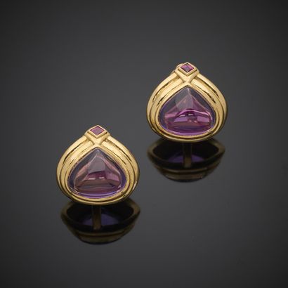 Paire de clips d'oreille en or jaune 750...
