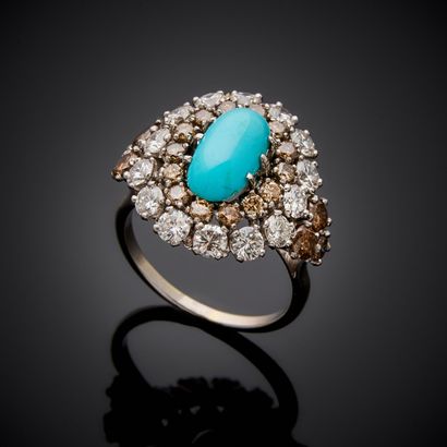 Bague en or gris 750 millièmes et platine...
