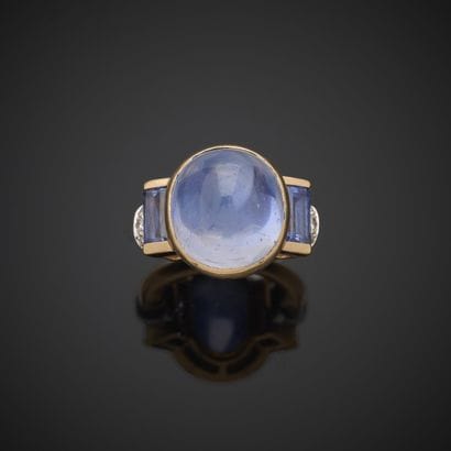 Bague en or rose et gris 750 millièmes, sertie...