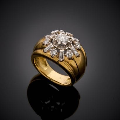 Bague bandeau en or jaune 750 millièmes,...