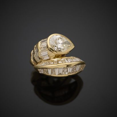 Bague Toi et Moi en or jaune 750 millièmes,...