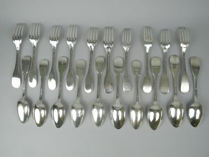 Dix grands COUVERTS en argent repoli modèle...