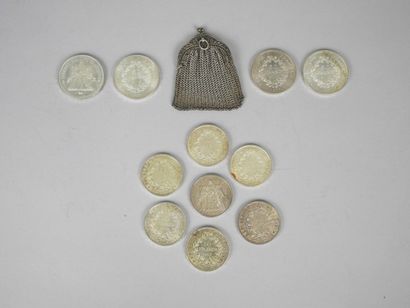 Lot d'ARGENT comprenant: sept pièces de 10...