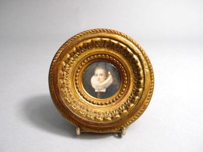 École du XVIIe siècle. Miniature circulaire...