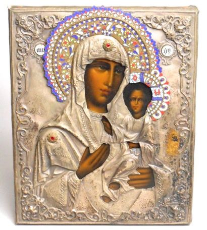 Vierge à l'enfant. Icône russe de la fin...
