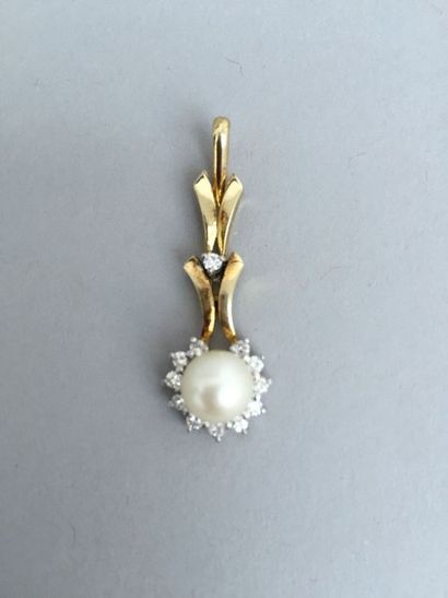 PENDENTIF articulé en or jaune 14K ET ARGENT,...