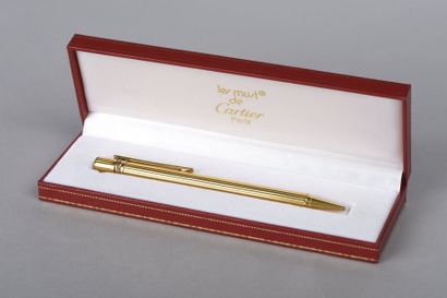 STYLO à bille en métal doré à corps cylindrique...