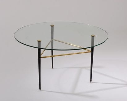 Table basse circulaire à plateau de verre...