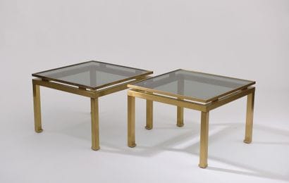 Paire de tables bout de canapé carrés en...