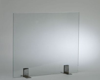 Pare-feu à plaque de verre et piétement en...