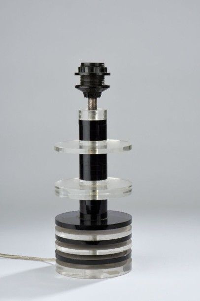 Pied de lampe cylindrique à disques de Plexiglass...