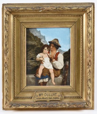 Peinture sur plaque de porcelaine représentant...