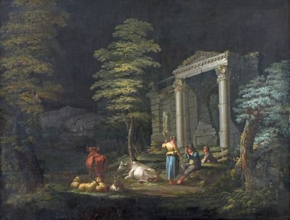 Ecole Italienne du XVIIIe siècle
Bergers...