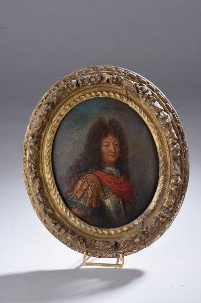 École FRANÇAISE vers 1700
Louis XIV en cuirasse.
Toile...