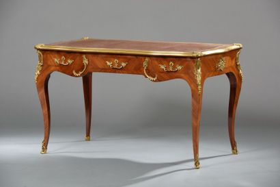 Bureau plat en placage de bois de violette...