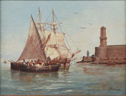 J.H. ALLEMAND (XIXe siècle)
Scènes de port.
Deux...