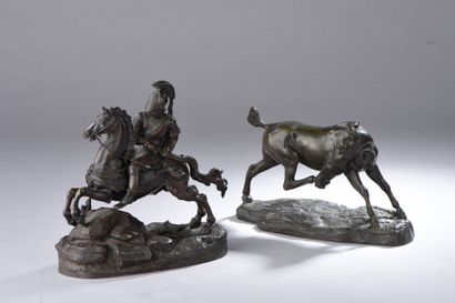 École du XIXe siècle
Cavalier romain à l'assaut.
Bronze...