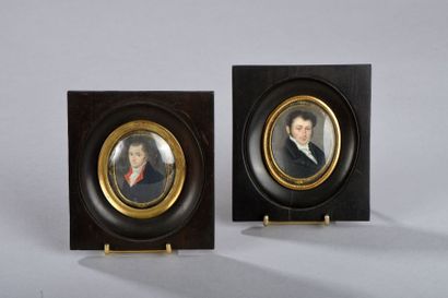 Deux miniatures, portraits d'homme, de forme...