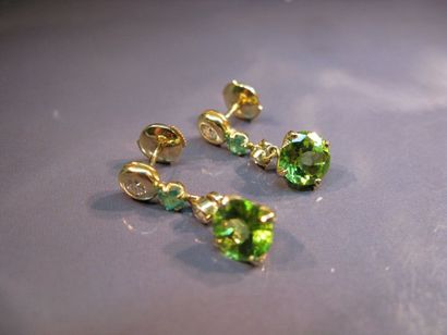 Paire de pendants d'oreilles en or jaune...