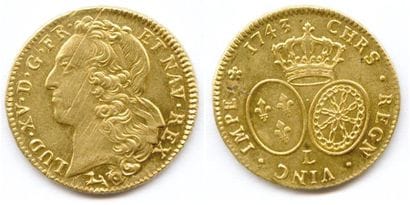 LOUIS XV 1715-1774 Double louis d'or au bandeau...