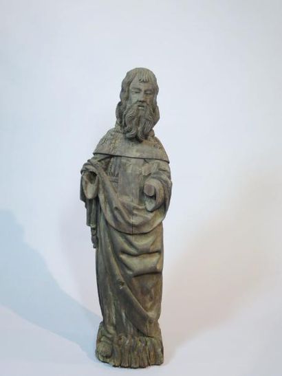 Saint personnage en bois tendre sculpté et...