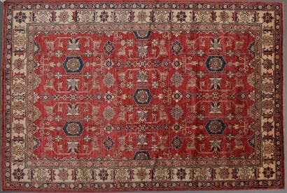 Tapis Kazak en laine soyeuse au point noué...
