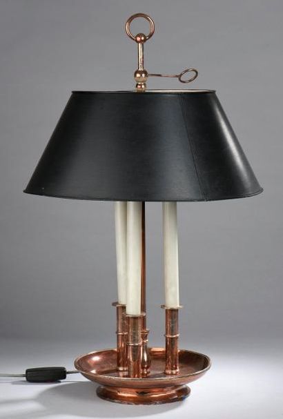 Lampe de bouillotte en métal argenté cuivré,...