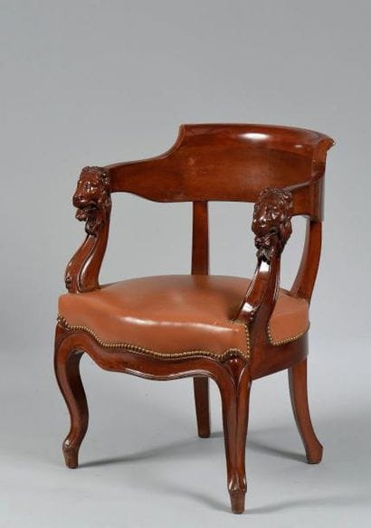 Fauteuil de bureau en acajou, le dossier...