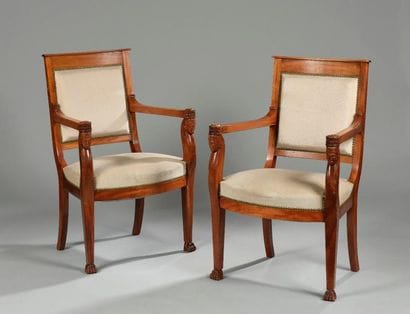 Paire de fauteuils à dossier rectangulaire...