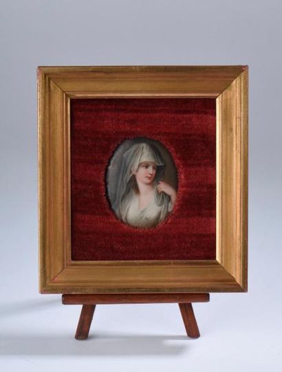 / Peinture sur plaque de porcelaine bombée...
