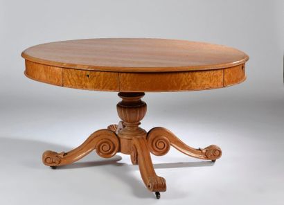Table de salon ovale en sycomore et sycomore...