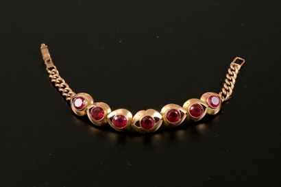 Bracelet en or jaune 14K serti clos de pierre...