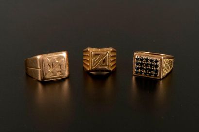 Bague chevalière en or jaune 18K à panneaux...