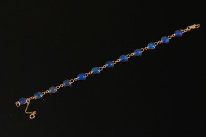 Bracelet en or jaune18K à douze cabochons...