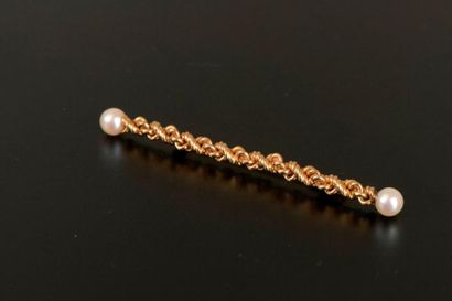 Broche barrette en or jaune 18K à chainettes...
