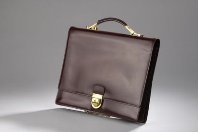 Sac porte-document en cuir lisse bordeaux,...