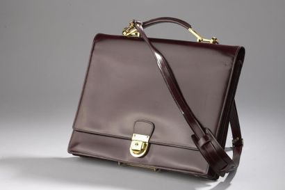 Sac porte-document en cuir lisse bordeaux,...