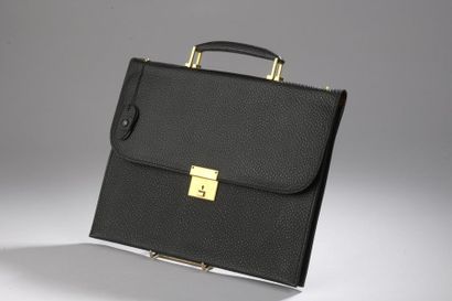 Serviette en cuir grainé noir, compartiment...