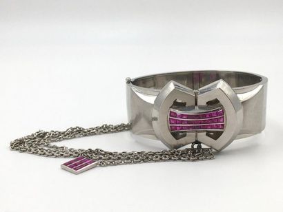 Rigid opening SHEATH BRACELET in platinum...